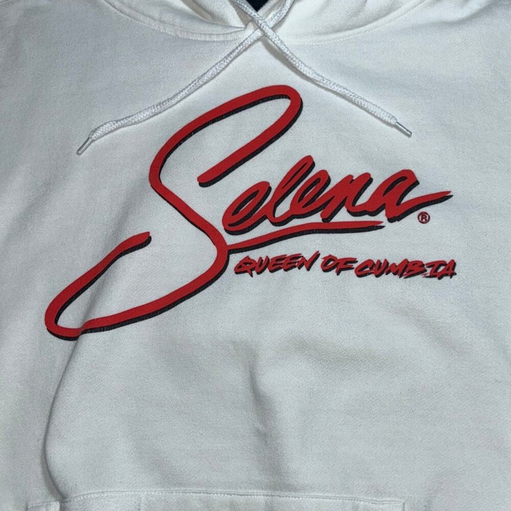 Selena Quintanilla White Hoodie Queen of Cumbia Graphic Pullover Women's XL - Picture 3 of 10